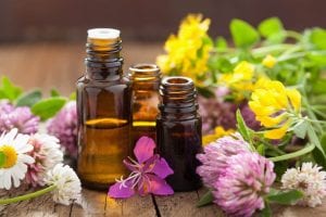 "essential oils and medical flowers herbs"